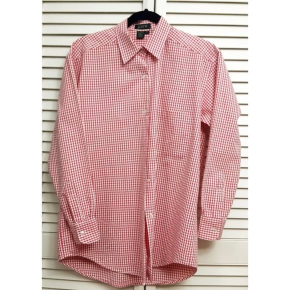 J. Crew Other - J.Crew Mens Red White Gingham Button Front Long Sleeve Shirt Small